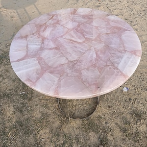 Rose Quartz Side Table | Pink Quartz Bedside Table | Sofa Accent Table | Luxury Quartz Table for Living Room or Bedroom