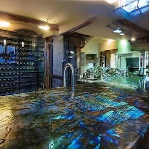 Labradorite Gem Stone Kitchen Counter Top | Kitchen Counter Home Furniture | Customization Available In All Sizes , Design , Colors