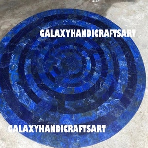 Round Lapis Lazuli Luxury Table Top | Coffee Table Top | Bedside Table Top | End Table Top | Pietra Dura Art