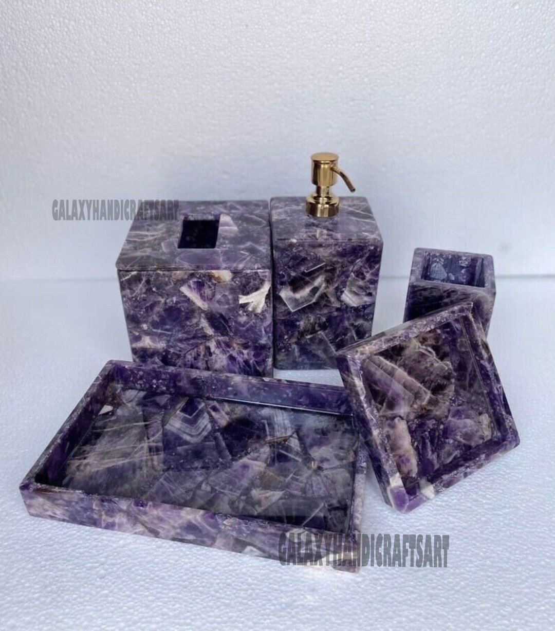 Amethyst Bathroom Set 5 Piece Bathroom Set of Amethyst Etsy