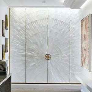 Selenite wall panel, Luxury Selenite Furniture, Selenite Kitchen Backsplash, Selenite Table Top with High Gloss Finish and Legs Optional