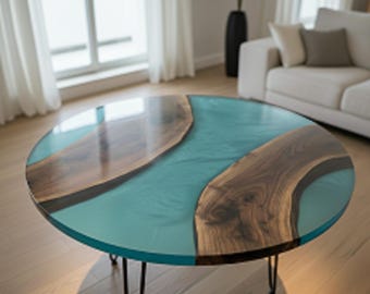 Handcrafted Epoxy Table | Round Live Edge Dining Table | Resin River Furniture