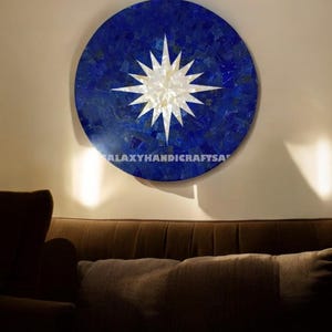 Round Lapis Coffee Table | Round Table Top | Lapis Lazuli Table | Lapis End Table Top | Handmade Lapis Lazuli Table