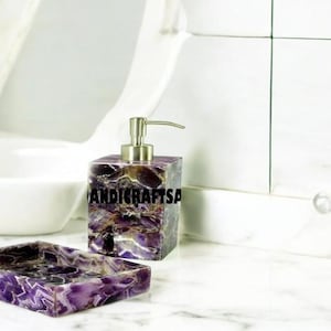 Accessori da bagno in pietra ametista / Set da bagno in agata / Set da bagno Collezione Home Decor
