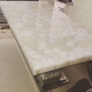 White Quartz Dining table top |  Center Table Top | Kitchen Counter | Home & Decor