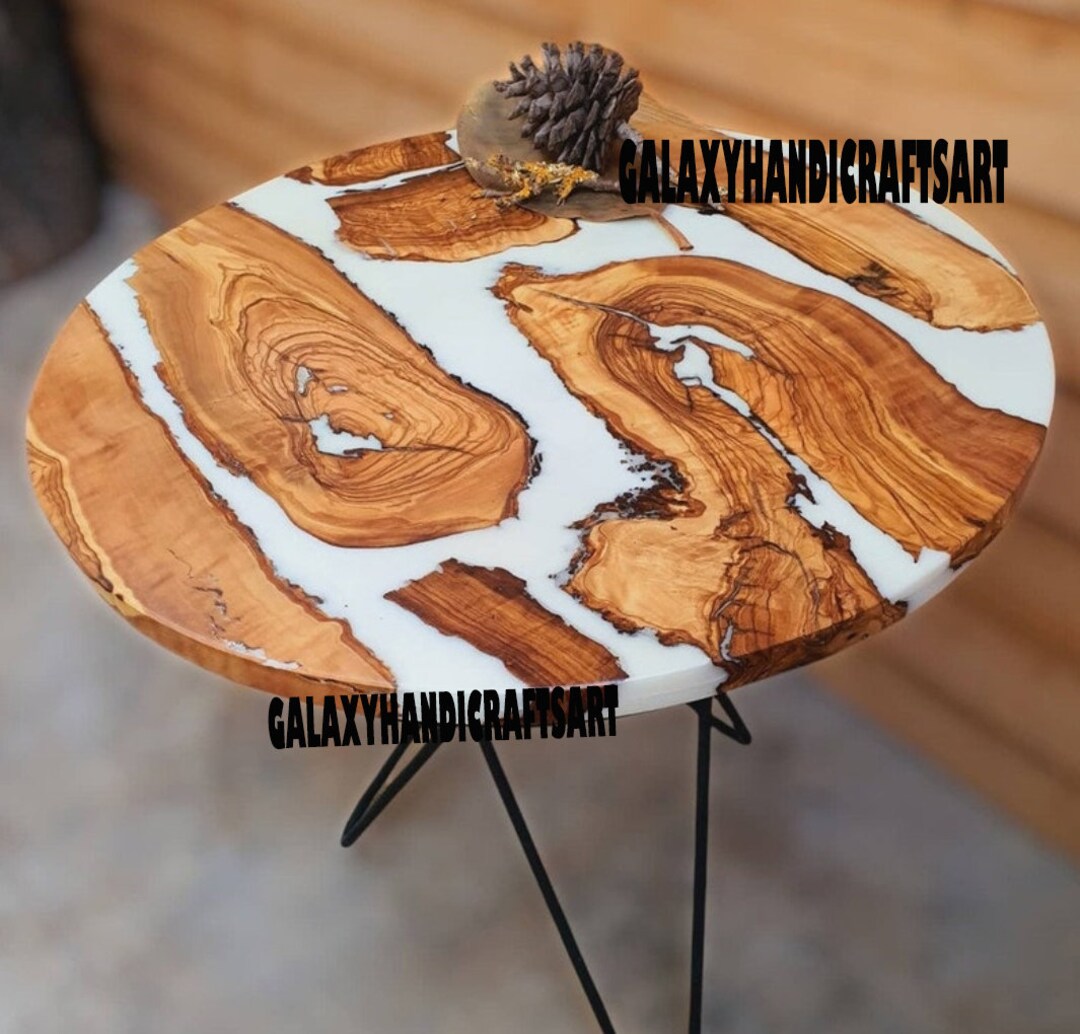 White Live Edge Epoxy Table Epoxy Center Table White Coffee Table