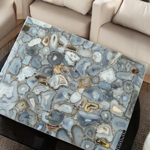 Grey Agate Coffee Table | Agate Coffee Table | Grey Agate Table | Agate Table Top | Agate Table Home Decor