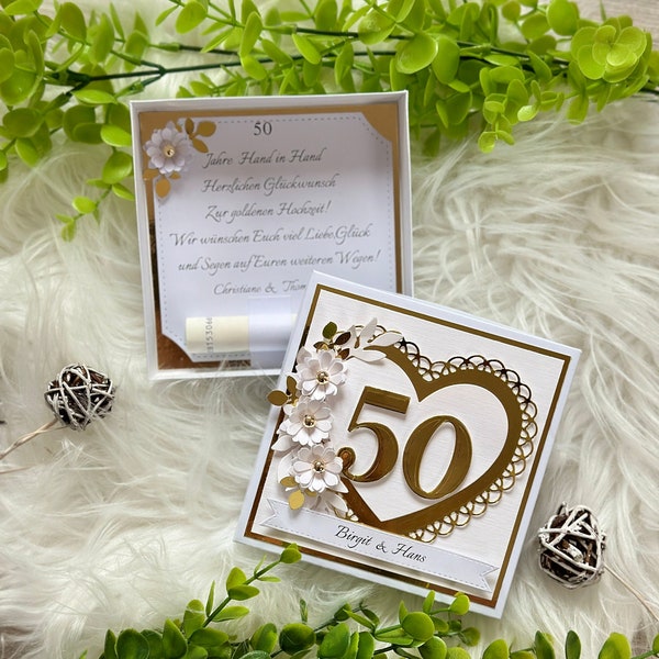 Geldgeschenk Goldene Hochzeit Geschenkschachtel personalisierbar