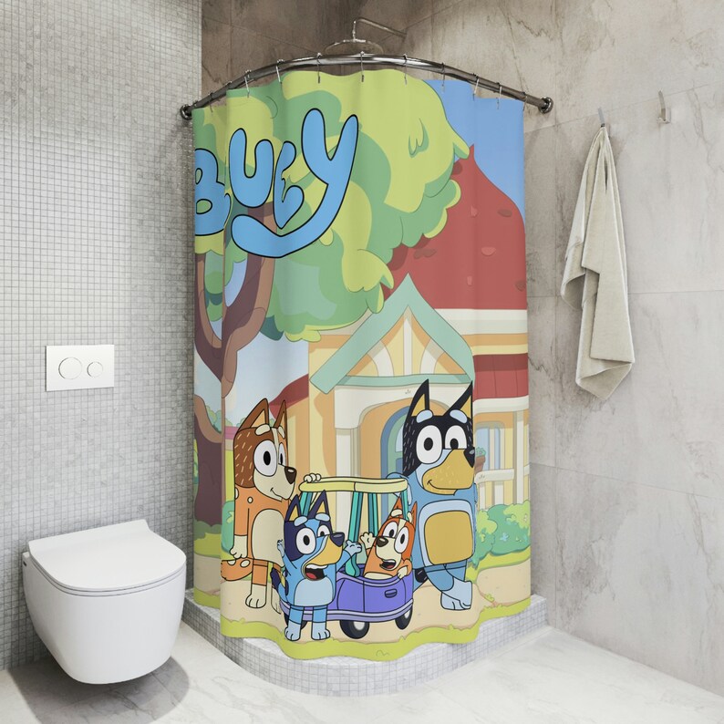 Bluey Shower Curtain V2 Polyester Bathroom Bluey Home Etsy