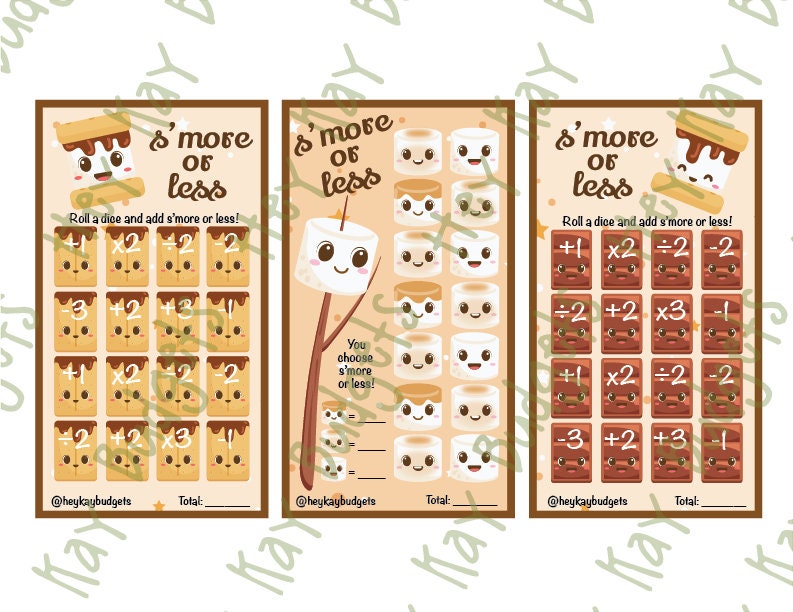 Mini-défis d'économies S'more or Less - PDF imprimable