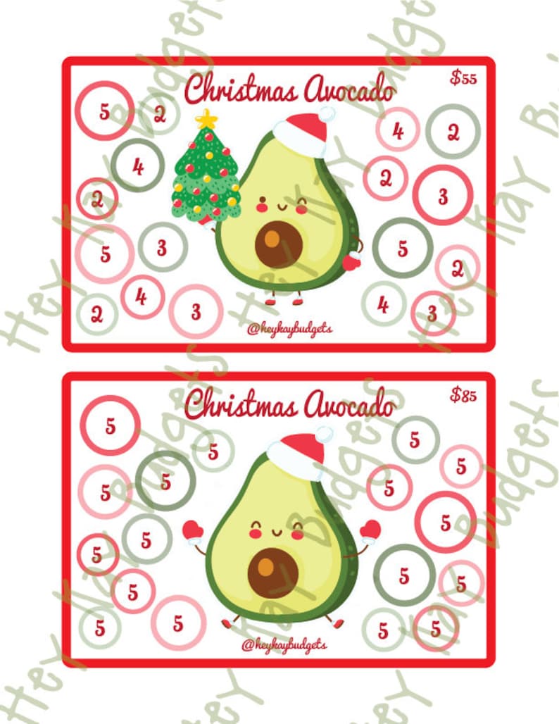 Christmas Avocado A5 Savings Challenge Printable PDF - Etsy