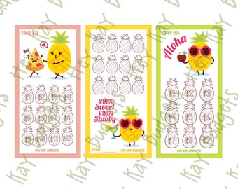 Mini-défis d&#39;économies d&#39;ananas mignons - PDF imprimable