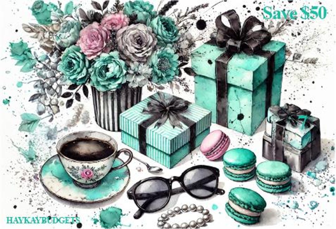 Breakfast at Tiffany's Macaroons Savings Challenge A5 - DIY Scratch off ...