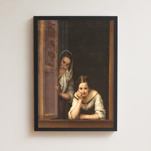 Duas mulheres na janela, impressão engraçada, banheiro, arte humorística para banheiro