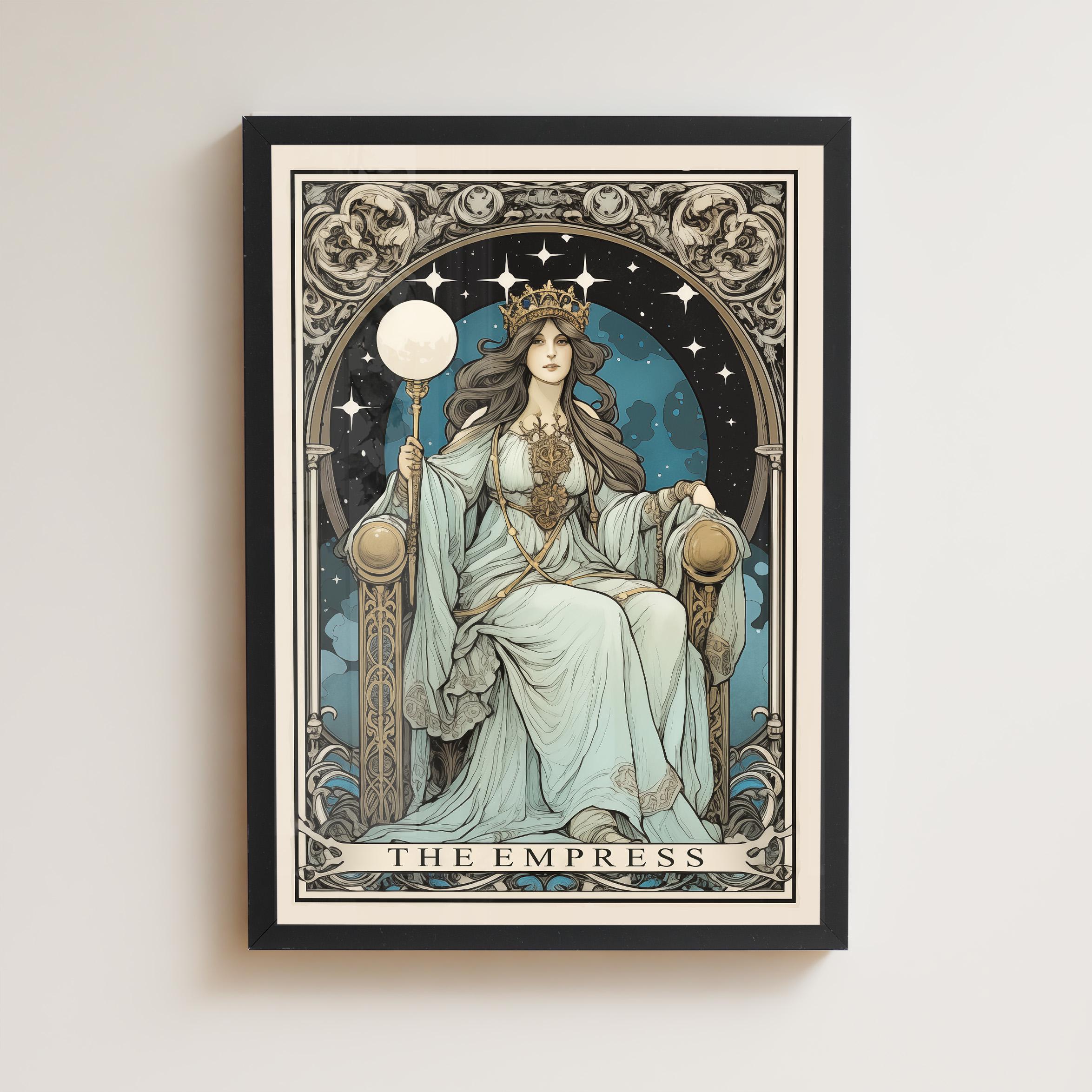 The Empress Tarot Card Print, Dark Academia Gothic Art