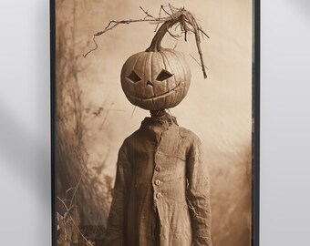 Vintage Halloween-Kunstdruck, gruseliger Halloweenmann