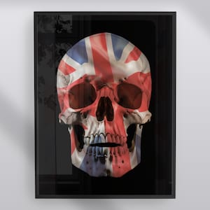 Union Jack Skull Art Print: Gothic Horror Decor