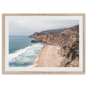Impresión fotográfica de bellas artes de playas del norte de California: arte mural de playa occidental, impresión de surf oceánico, póster costero enmarcado para decoración del hogar