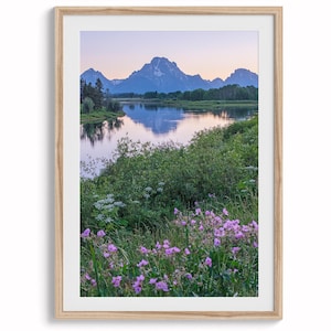 Fine Art Bergblumen Druck - Natur Landschaft Fotografie, gerahmt oder ungerahmt Grand Teton Mountain Poster für Wohnkultur