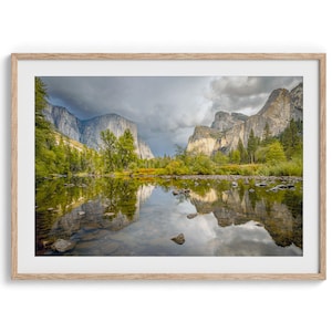 Fine Art Yosemite Mountain Print - Large Framed Yosemite National Park Sunset Poster. California Mountains Wall Art, Western Art Print Decor