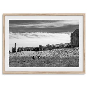 Desert Horse Riders Fine Art Photography Print - Americana Wall Art, Framed or Unframed Black and White Western Desert Poster for Home Decor