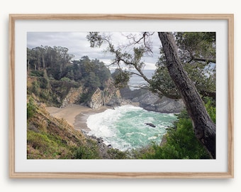 Impression de photographie d'art de plage de Big Sur - art mural paysage cascade côtière de la Californie, affiche de plage encadrée ou non pour décoration d'intérieur