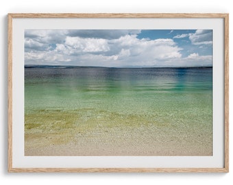 Yellowstone Fine Art Photography Print - National Park Poster, Blue Coastal Decor, Framed or Unframed Lake Wall Art Art