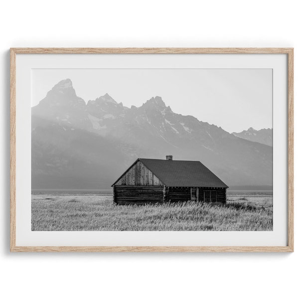 Western Mountains Fine Art Print - Grand Teton Wall Art, Large Black and White Mountain Wall Art, Framed American West Landscape Photography