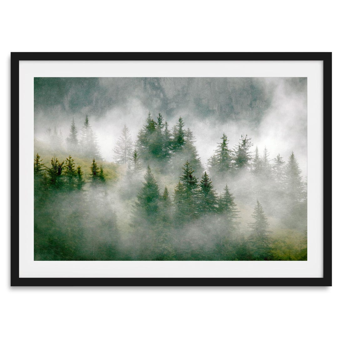 Misty Alaska Forest Print: Foggy Mountain Landscape Wall Art - Etsy