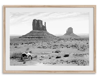 Western Desert Horse Fine Art Print - Framed or Unframed Americana Western Decor, Black and White Desert Photography, Framed Horse Poster