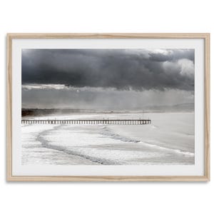 Ocean Pier Fine Art Photography Print - California Beach Wall Art, Framed or Unframed Moody Coastal PNW Surf Poster for Home Decor