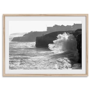 Black and White Ocean Fine Art Photography Print - California Santa Cruz Beach Wall Art, Framed or Unframed Poster for Home Decor
