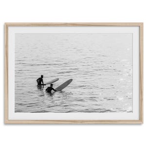 Black and White Surf Fotografie Druck - California Ocean Surfing Wandkunst, gerahmt oder ungerahmt Küstenstrand Poster für Home Decor