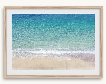 Fine Art Aerial Beach Print - California Coastal Decor, Large Light Blue Ocean Wall Art, Framed or Unframed Beach Photography for Home Decor