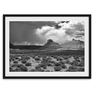 Black and White Desert Fine Art Photography Print - Utah Desert Landscape Wall Art, Large Framed or Unframed Western Poster for Home Decor