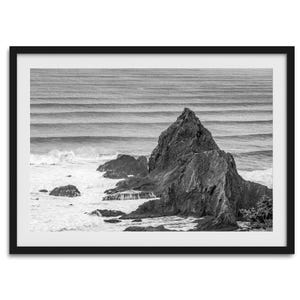 Little Waves Black and White Coastal Wall Art - Fine Art Ocean Photography Print, Large Framed or Unframed Seascape Artwork for Home Decor