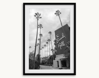 Impression de photographie d'art de Beverly Hills - grande oeuvre d'art murale Los Angeles, oeuvre d'art moderne encadrée noir et blanc de palmier pour une décoration intérieure haut de gamme