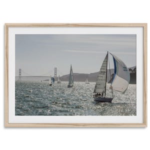 San Francisco Golden Gate Bridge Fine Art Photography Print - Large Framed San Francisco Bay Sailboat Wall Art for Home or Office Decor