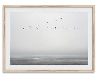 Minimalist Ocean Fine Art Photography Print - Pacific Northwest Artwork, Bird Wall Art Framed or Unframed California Poster for Home Decor