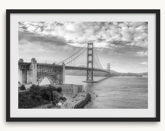 Golden Gate Bridge Black and White Fine Art Photography Print – San Francisco Wall Decor