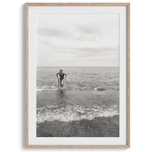 Black and White Lake Beach Fine Art Photography Print - Lake Michigan Beach Wall Art Framed or Unframed Modern Chicago Poster for Home Decor