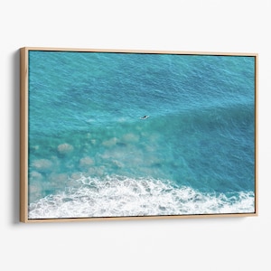 Große Ozean Leinwand Wandkunst - Luft Strand Leinwand mit Surfer, gerahmte oder ungerahmte Küstenkunst auf Leinwand für übergroßes Haus oder Büro Dekor
