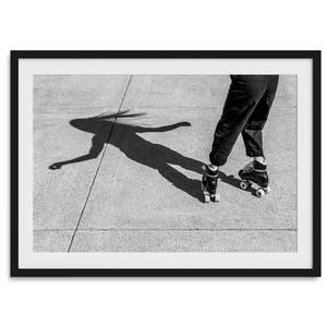 Modern Street Photography Print - Black and White Vintage Sports Artwork,  Framed or Unframed Skating Wall Art for Home Decor