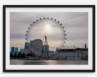London Eye Fine Art Photography Print - Large Framed England Skyline Wall Art for Home Decor