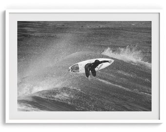 Fine Art Black and White Surf Print, Coastal Surfing Wall Art, Framed Beach Photography Poster, Ocean Themed Lifestyle Home Decor