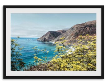 Fine Art Big Sur Coastal Print - Ocean Wall Art, Coastal Flowers Wall Art,  California Pacific Northwest Fine Art Print Home or Office Decor