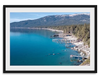Lámina artística del lago Tahoe: Paisaje montañoso de Nevada