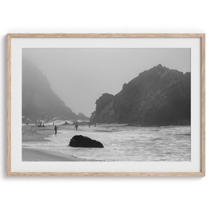 Black and White Beach Fine Art Photography Print - California Big Sur Pfeiffer Beach Wall Art Framed or Unframed Poster for Home Decor