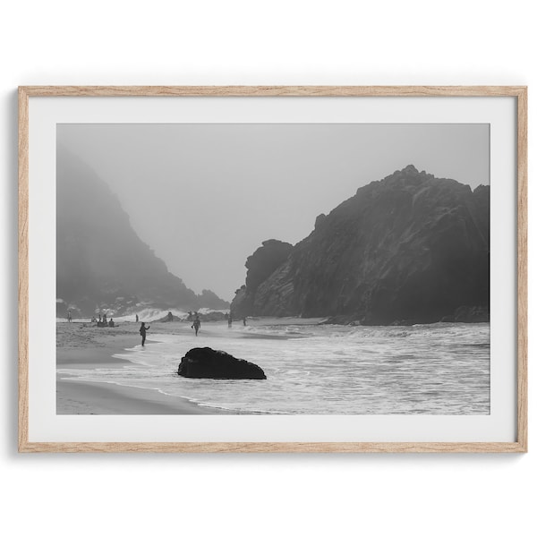 Impression de photographie d'art plage noir et blanc - California Big Sur Pfeiffer Beach art mural, affiche encadrée ou non pour décoration d'intérieur