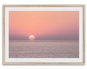 Pink Sunset Beach Photography Print: California Ocean Wall Art
